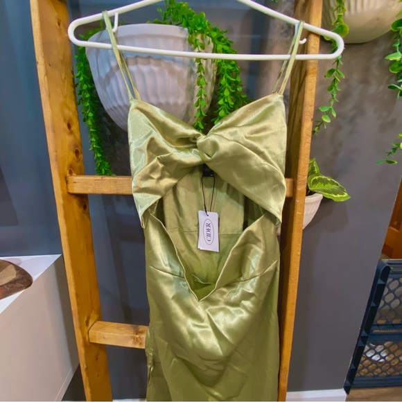 NWT Cider Green Satin Dress - Picture 5 of 6